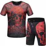 philipp plein short de survetement red skull